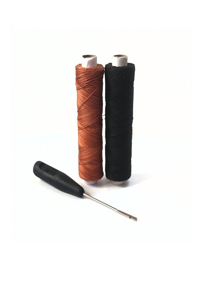 DoMick Upholstery Leather Nylon Thread, Thick 0.60 MM (2 ply Hi Tenacity Nylon) Colour Black and Light Brown, 1 Spool 100 MTR, Pack of 2 Spool, 1 Hand Stitching Tool. Combo Pack - Image 1